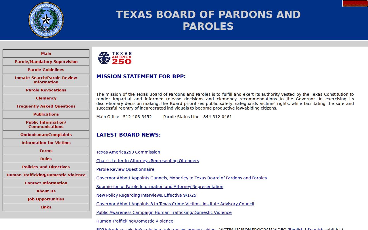 Texas Board of Pardons and Paroles information related to Mitchell County custody outcomes
