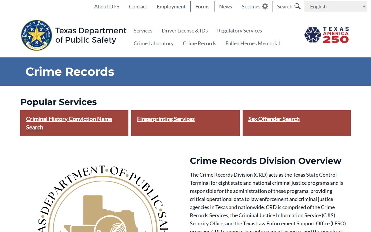 Mitchell County criminal record reporting through DPS Crime Records Division